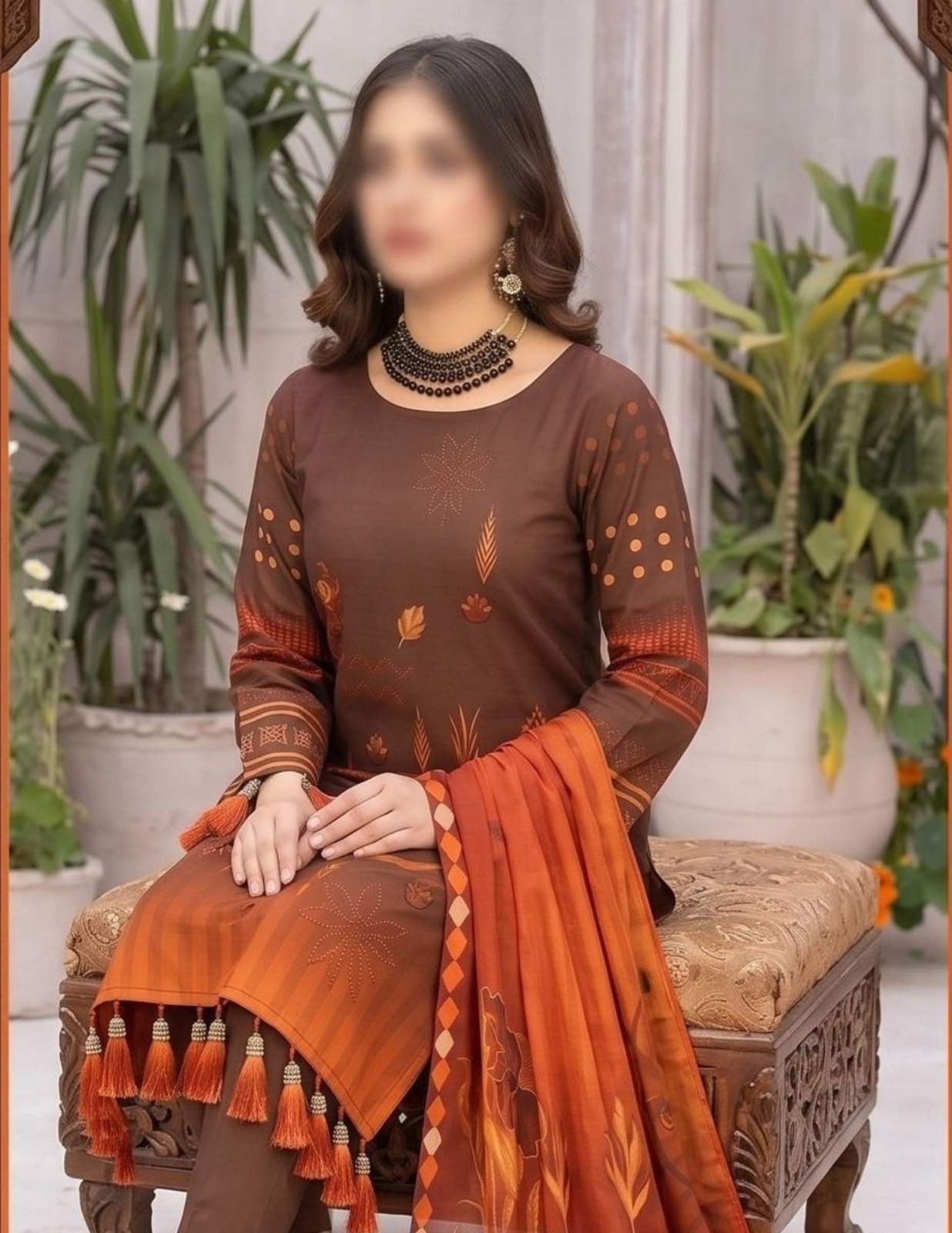 Premium Floral Air Jet Lawn Dress with Voile Dupatta – Unstitched