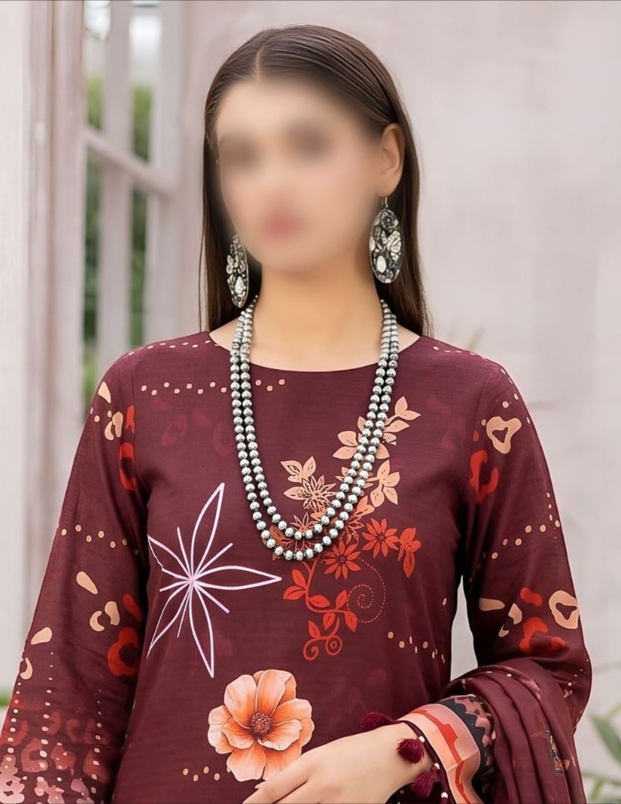 Premium Floral Air Jet Lawn Dress with Voil Dupatta – Unstitched