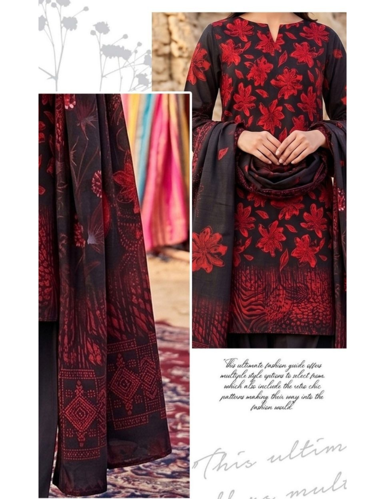 Soft Air Jet Lawn Summer Suit with Floral Print – Unstitched