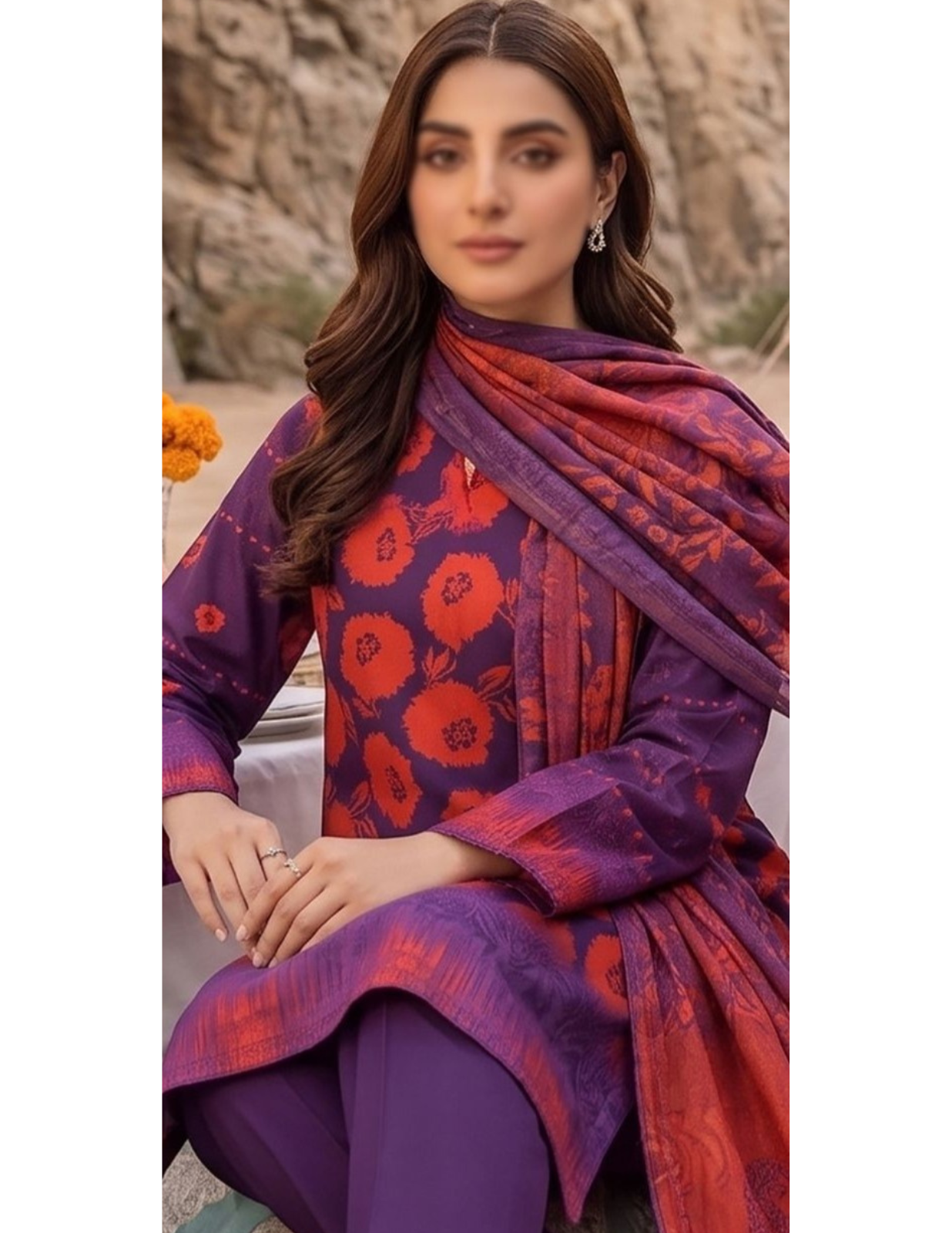 Designer Printed Lawn Dress with Air Jet Voile Dupatta – Unstitched