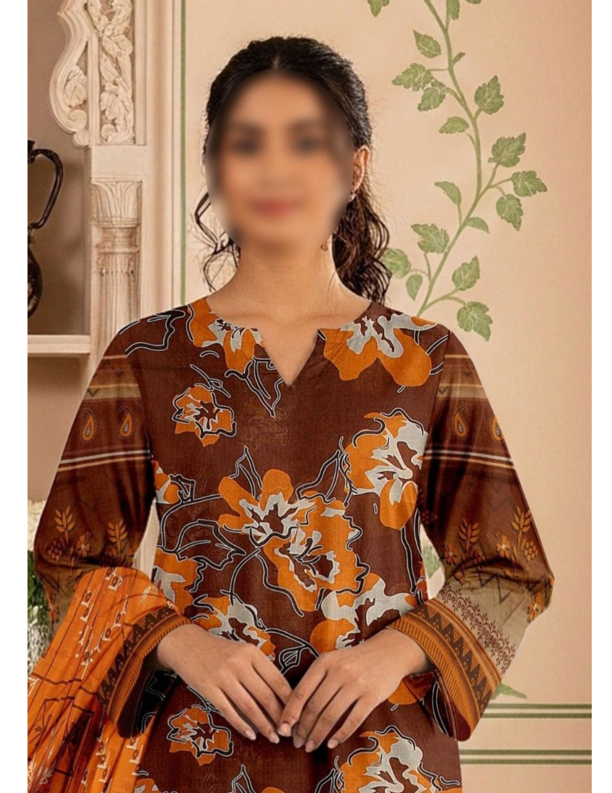 Luxury Air Jet Lawn Shirt with Printed Dupatta & Trouser – Unstitched