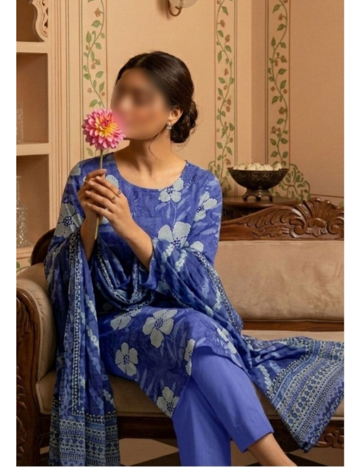 Premium Floral Air Jet Lawn Dress with Voile Dupatta – Unstitched