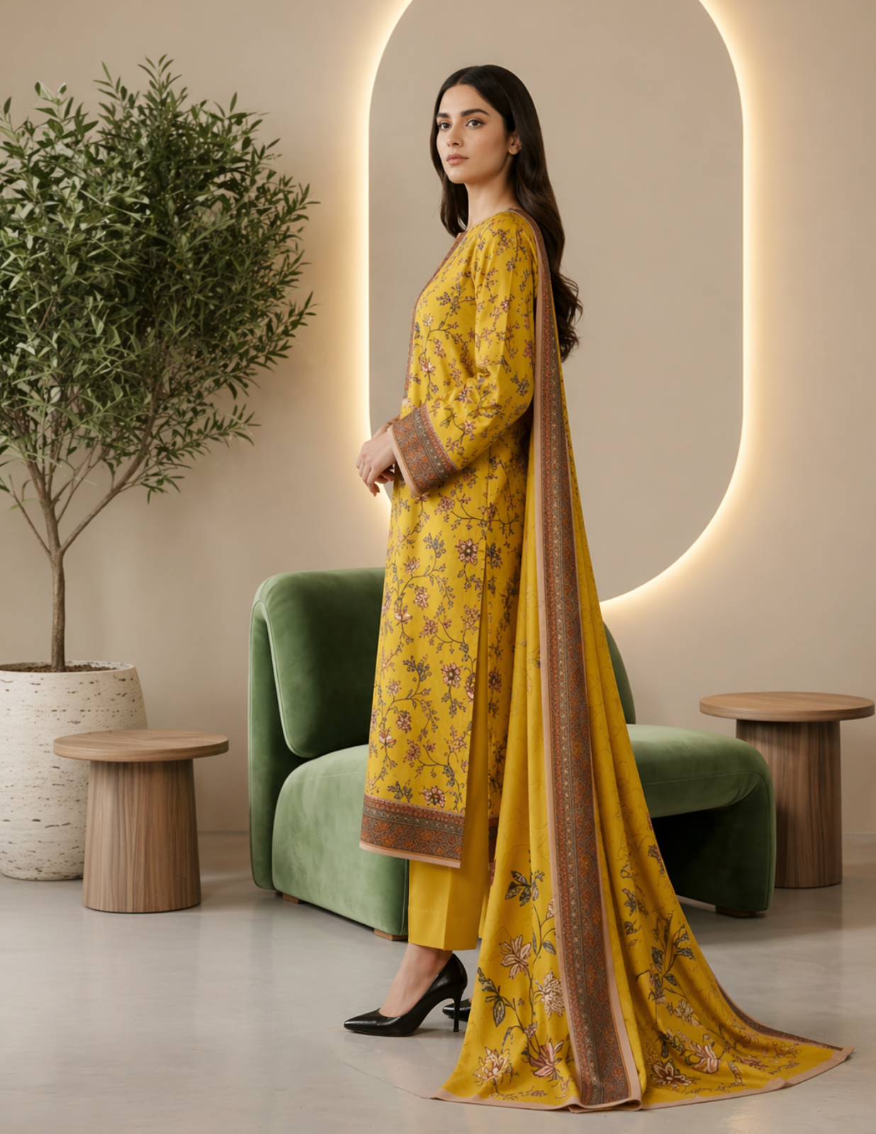 Elegant 3 Piece Printed Civic Lawn Suit with Dupatta