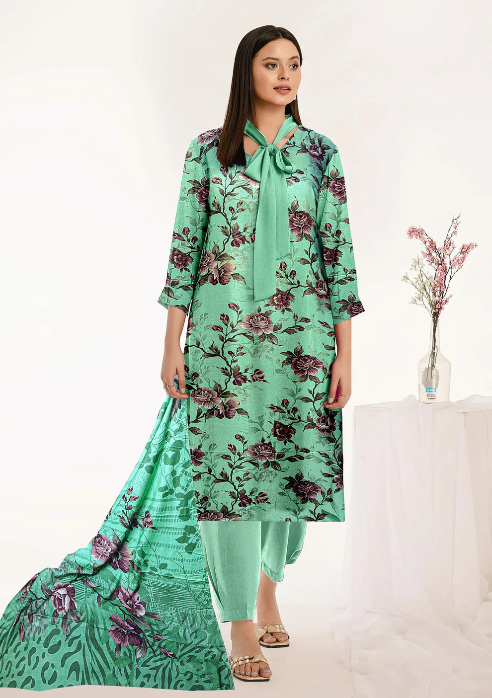 Women’s 3 Piece Linen Unstitched Suit