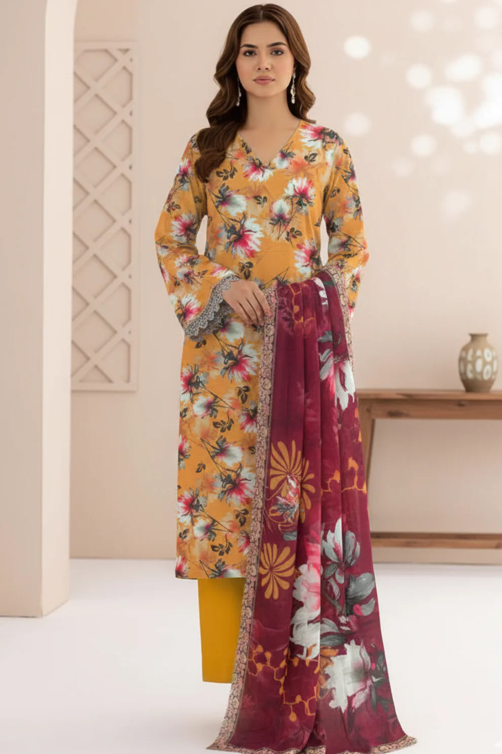 3 Piece Unstitched Doria Viscose Suit – Premium Collection