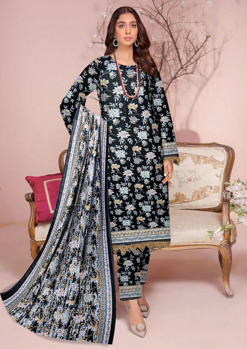 Digital Printed 3 Piece Khadar Unstitched Suit