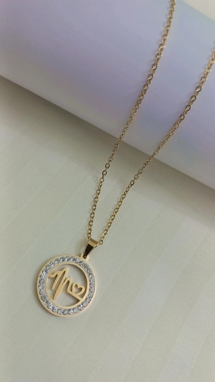 Causal Wear Stainless Steel Pendant Chain and Ear Studs