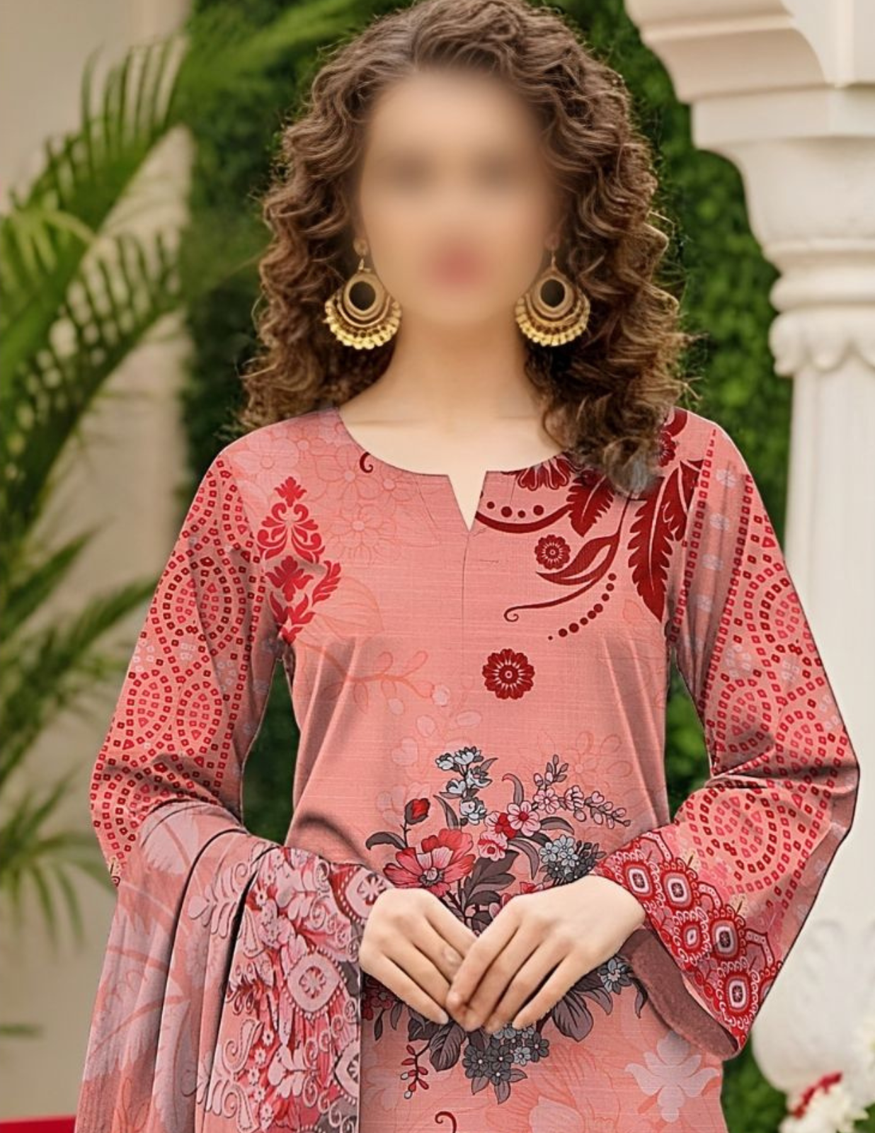 Luxury Lawn Suit with Printed Dupatta (Unstitched)