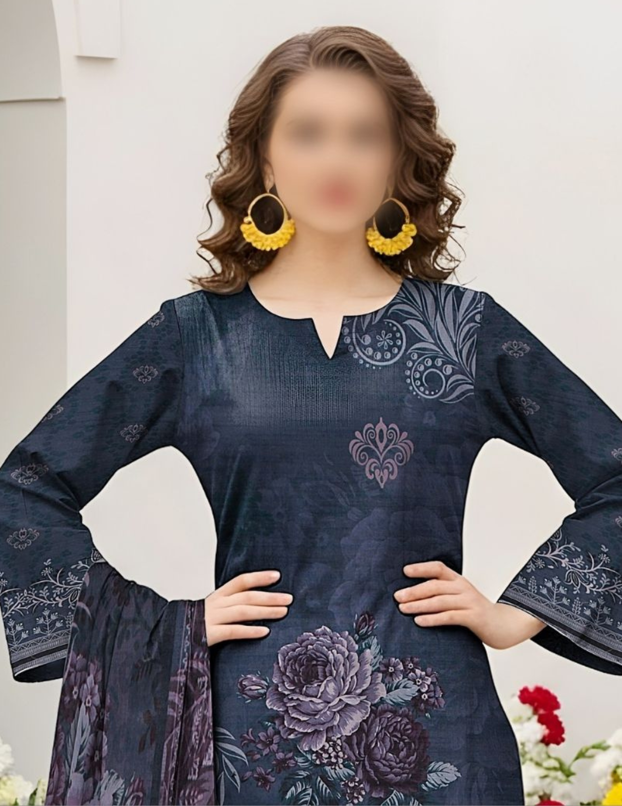 Premium Slub Lawn 3PC Elegant Suit (Unstitched)