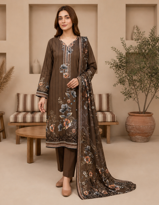Digital Lawn Printed 3-Piece Unstitched Suit