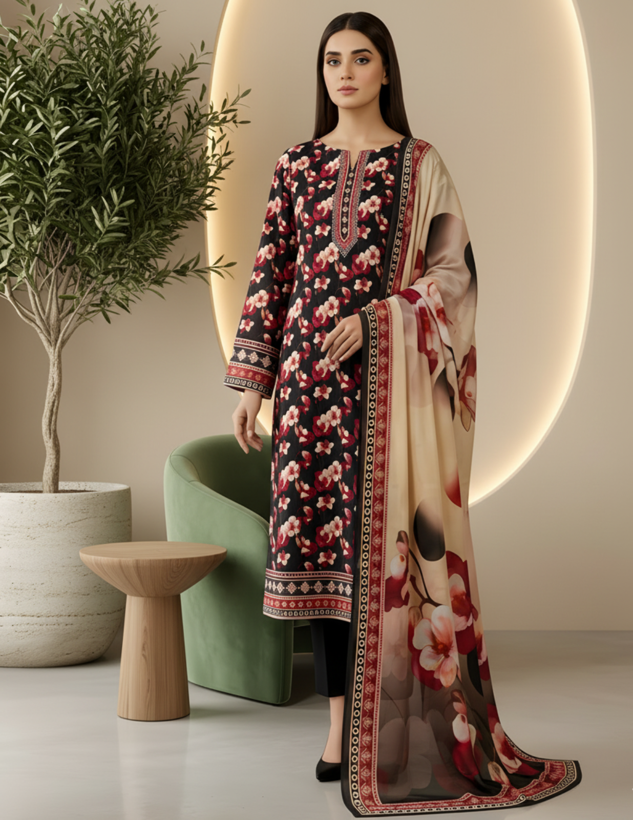 Elegant 3 Piece Printed Civic Lawn Suit with Dupatta