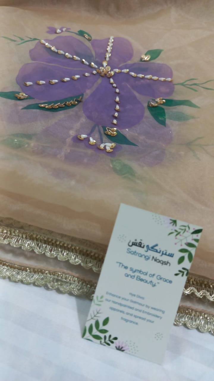 Hand-painted Organza Duppatta