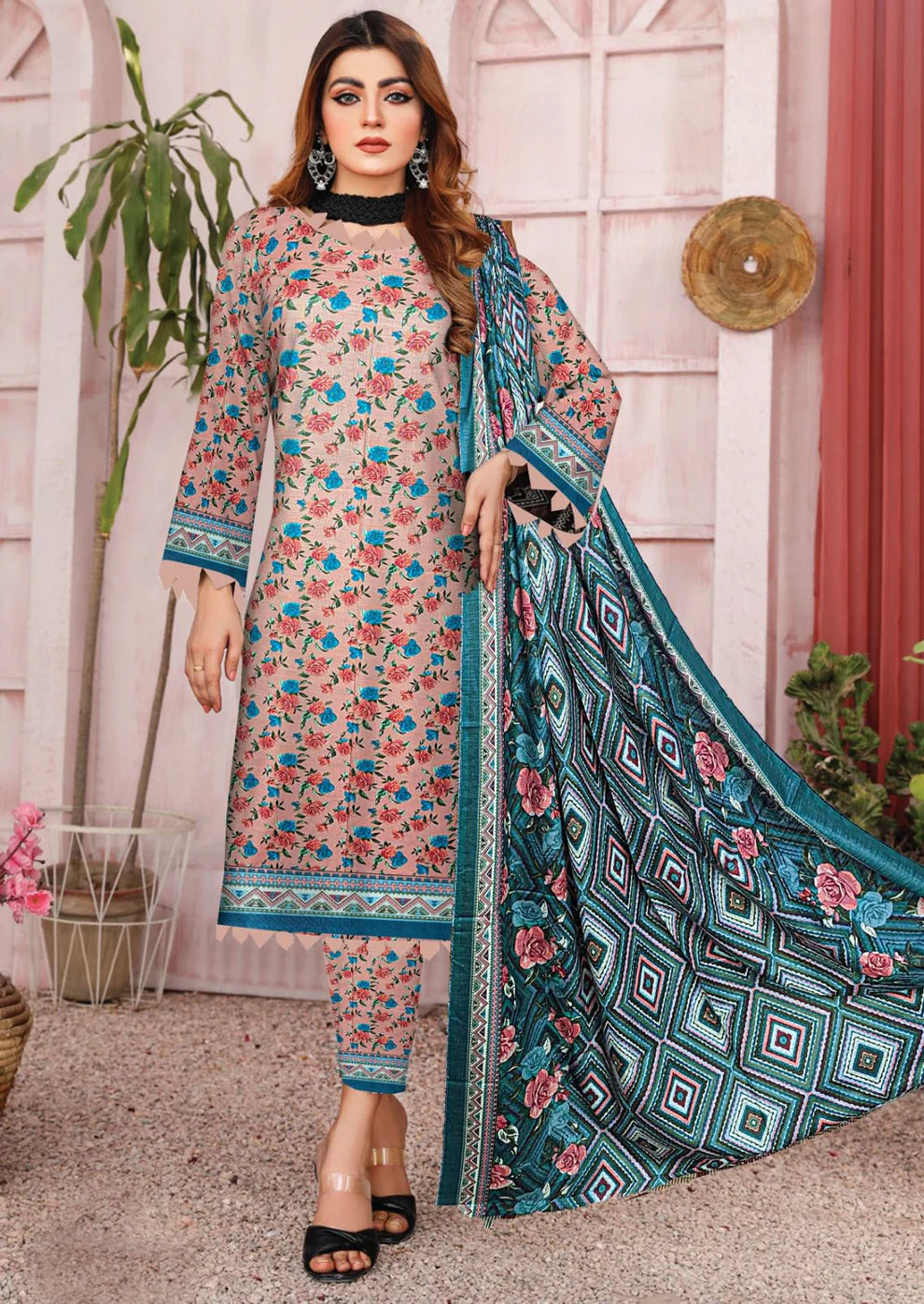 Stylish Daily Wear Khadar 3 Piece Unstitched