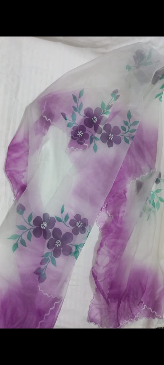 Organza Handpainted Duppatta for Women