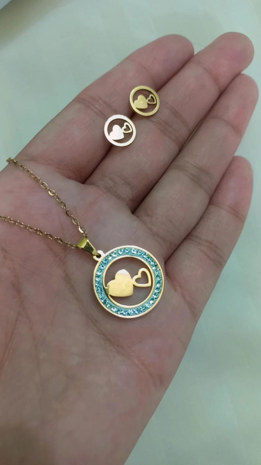 Stainless Steel Pendant and Ear Studs