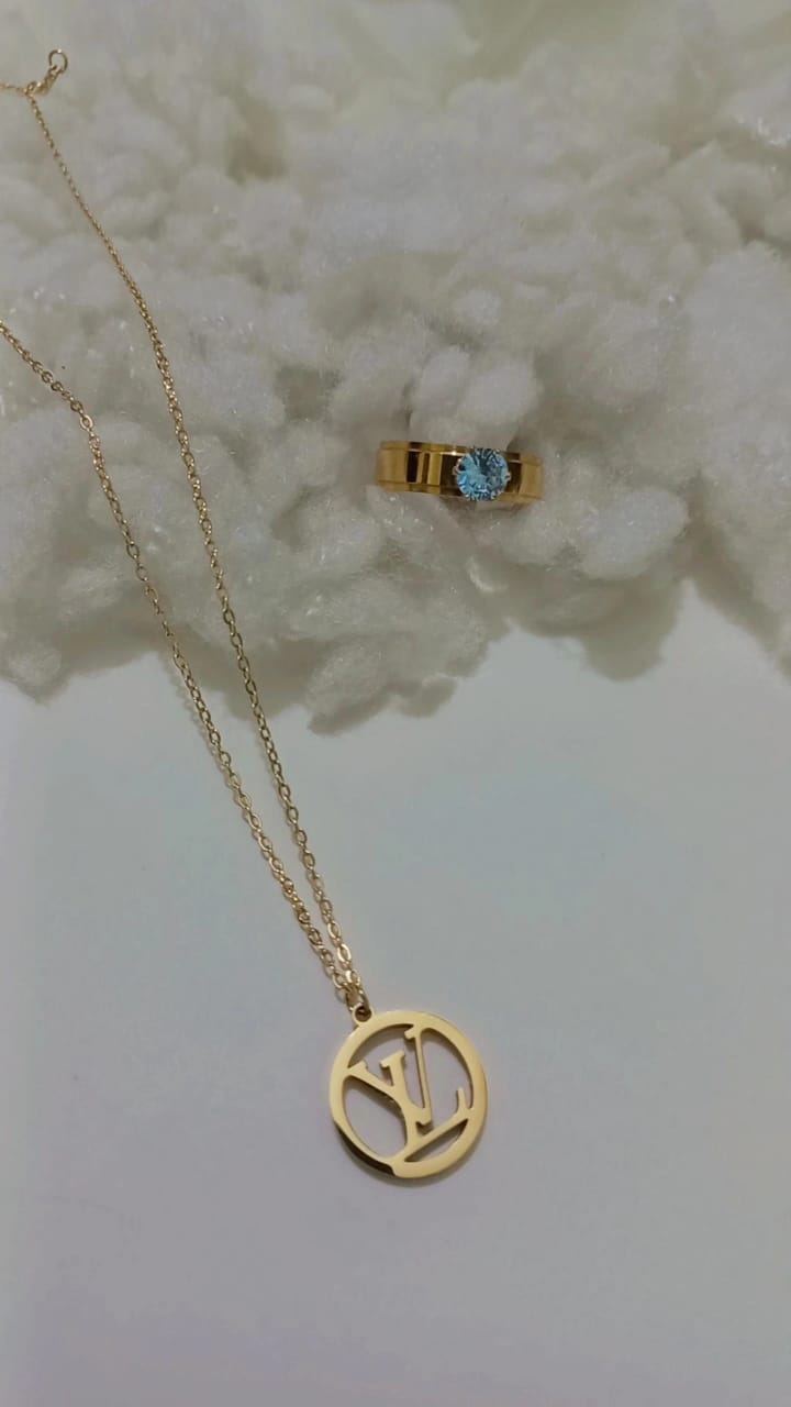 Elegant Stainless Steel Pendant Chain and Ring Set